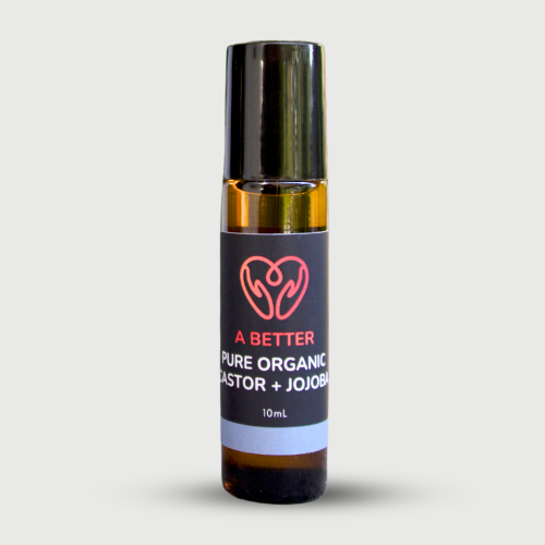 Pure Organic Castor Oil and Jojoba Roll-On 10mL - Amber Glass Bottle Stainless Steel Roller