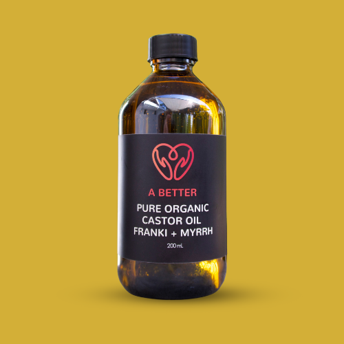 Pure Organic Castor Oil, Franki + Myrrh 200 mL - Amber Glass Bottle