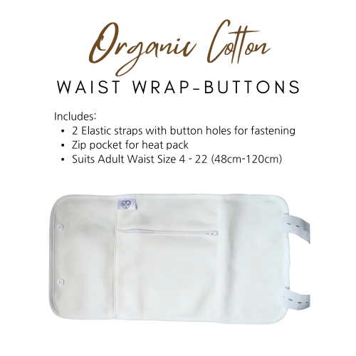 1 Piece Waist Wrap Organic Cotton Castor Oil Pack - Buttons