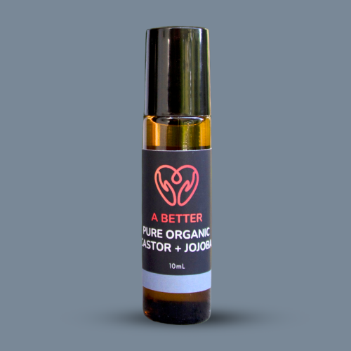 Pure Organic Castor Oil and Jojoba Roll-On 10mL - Amber Glass Bottle Stainless Steel Roller