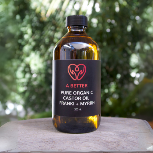 Pure Organic Castor Oil, Franki + Myrrh 200 mL - Amber Glass Bottle