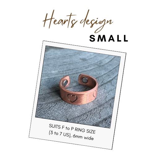 Pure Copper Magnetic Therapy Ring - Hearts Design