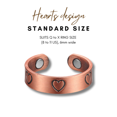 Pure Copper Magnetic Therapy Ring - Hearts Design