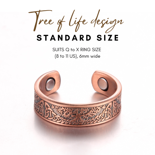 Pure Copper Magnetic Therapy Ring - Tree of Life Design