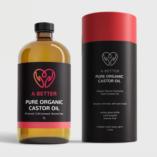 Pure Organic Castor Oil 1 Litre - Amber Glass Bottle