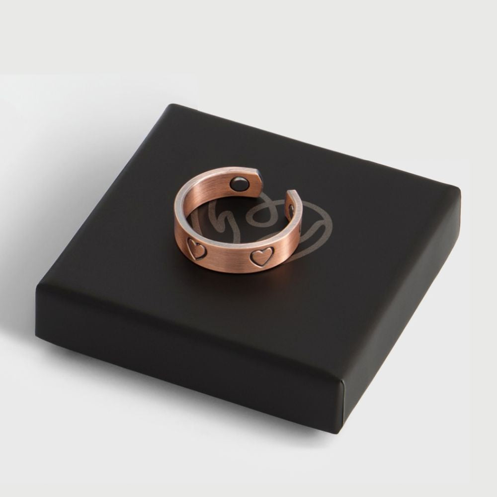 Pure Copper Magnetic Therapy Ring - Hearts Design - Standard Size