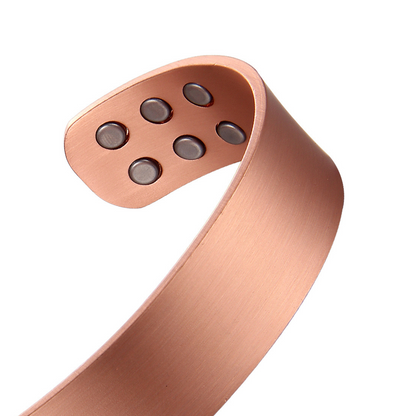 Pure Copper Magnetic Therapy Bracelet - Wide Plain Brushed Design