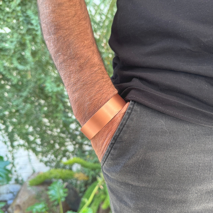 Pure Copper Magnetic Therapy Bracelet - Wide Plain Brushed Design