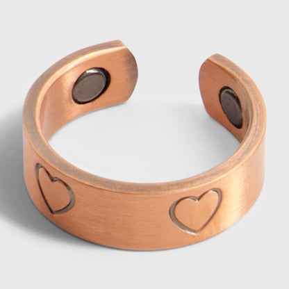 Pure Copper Magnetic Therapy Ring - Hearts Design - Small Size