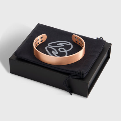 Pure Copper Magnetic Therapy Bracelet - Wide Plain Brushed Design