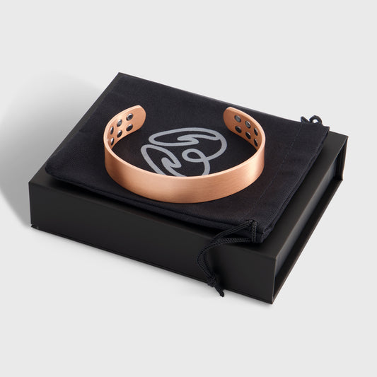 Pure Copper Magnetic Therapy Bracelet - Wide Plain Brushed Design