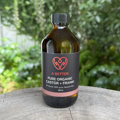 Pure Organic Castor Oil + Franki 200 mL - Amber Glass Bottle