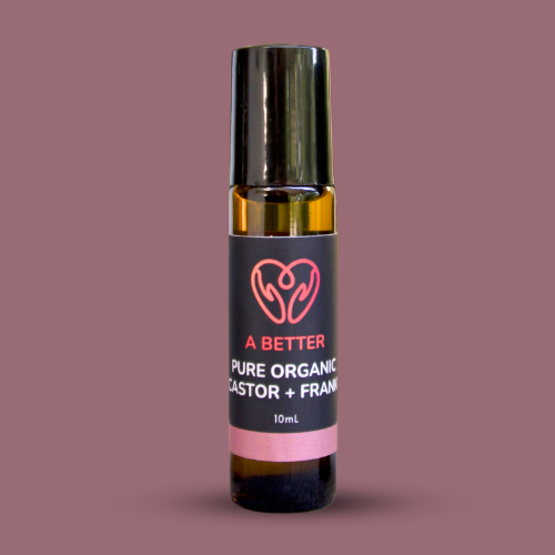 Pure Organic Castor Oil and Frankincense Roll-On 10mL - Amber Glass Bottle Stainless Steel Roller