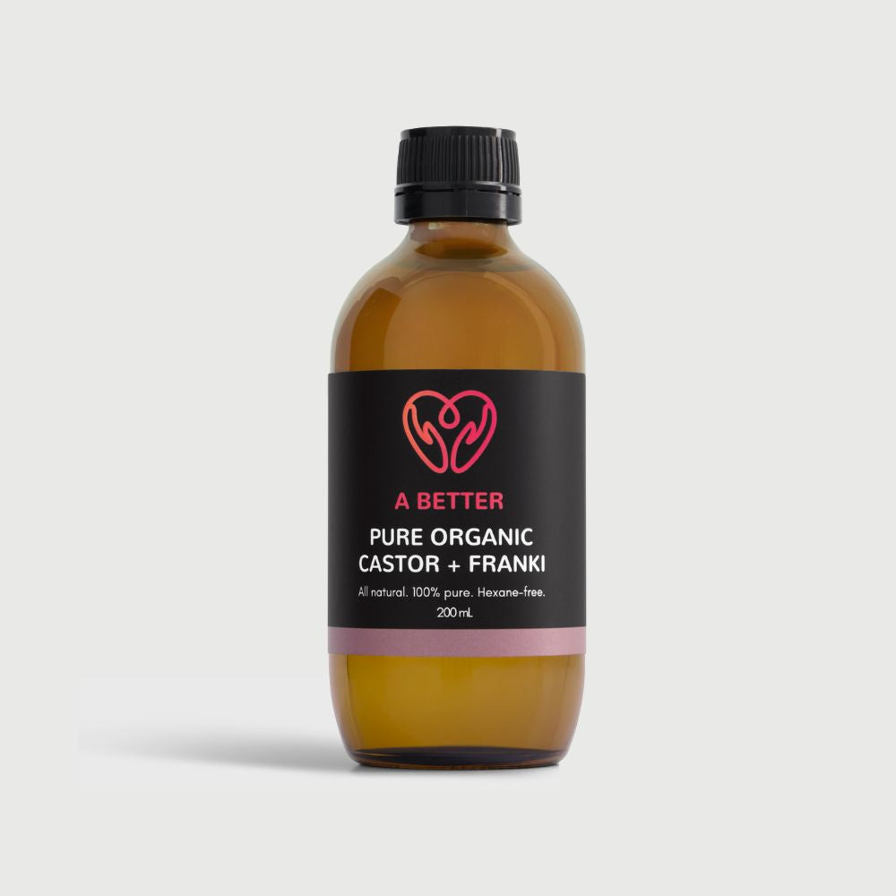 Pure Organic Castor Oil + Franki 200 mL - Amber Glass Bottle