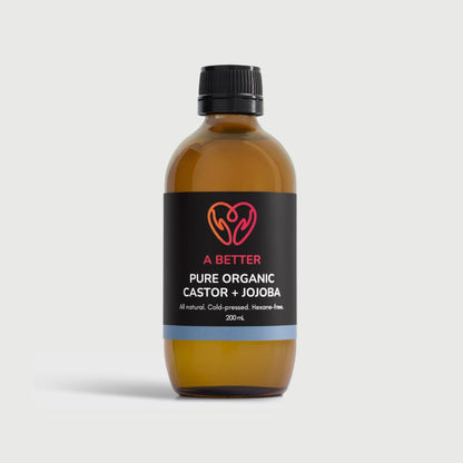 Pure Organic Castor Oil + Jojoba 200 mL - Amber Glass Bottle