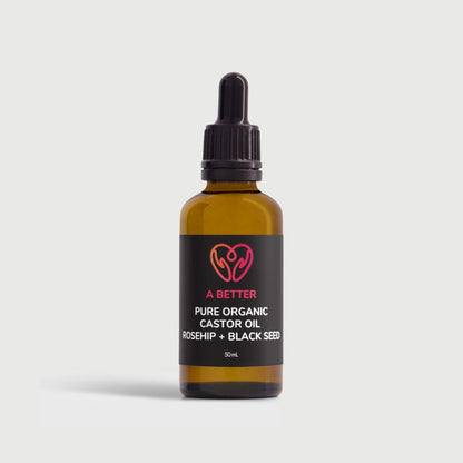 Pure Organic Castor Oil, Rosehip + Black Seed 50 mL - Amber Glass Bottle