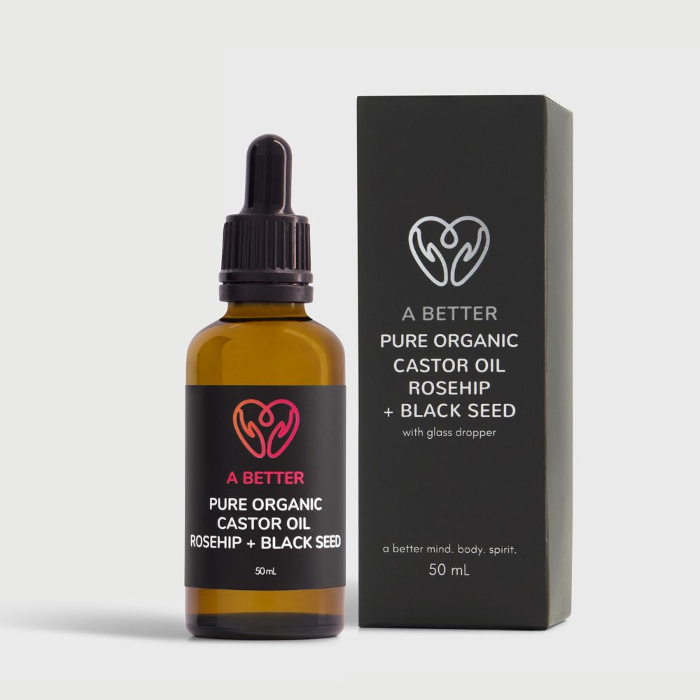 Pure Organic Castor Oil, Rosehip + Black Seed 50 mL - Amber Glass Bottle
