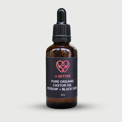Pure Organic Castor Oil, Rosehip + Black Seed 50 mL - Amber Glass Bottle