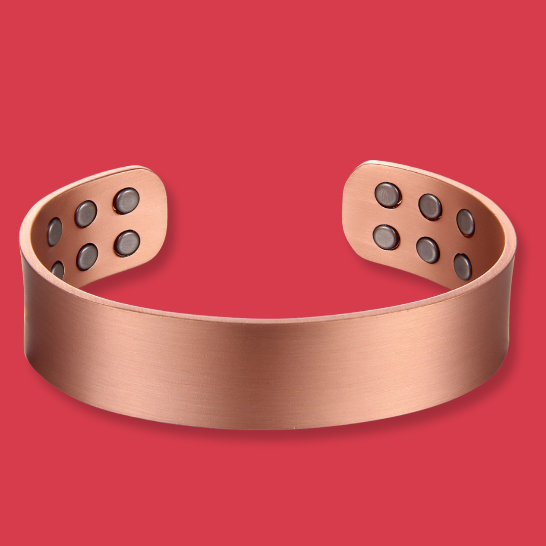 Pure Copper Magnetic Therapy Bracelet - Wide Plain Brushed Design