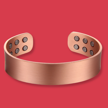 Pure Copper Magnetic Therapy Bracelet - Wide Plain Brushed Design