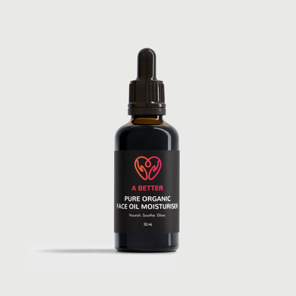 Pure Organic Face Oil Moisturiser 50mL Amber Glass Bottle