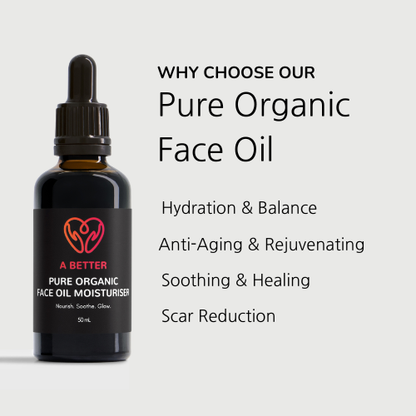 Pure Organic Face Oil Moisturiser 50mL Amber Glass Bottle