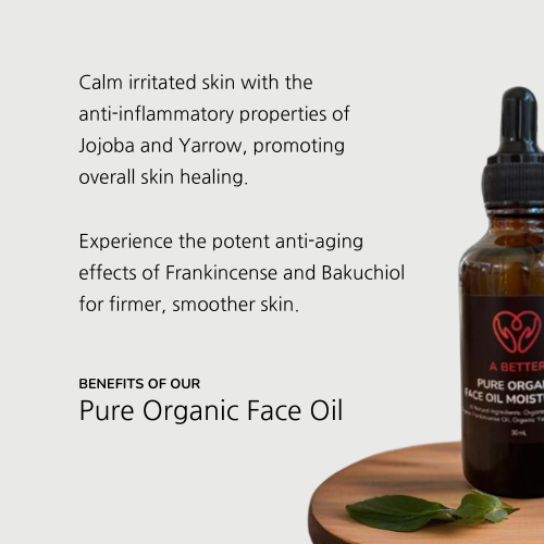 Pure Organic Face Oil Moisturiser 50mL Amber Glass Bottle