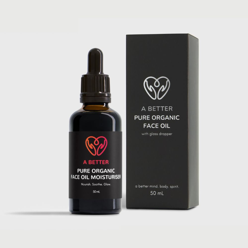 Pure Organic Face Oil Moisturiser 50mL Amber Glass Bottle