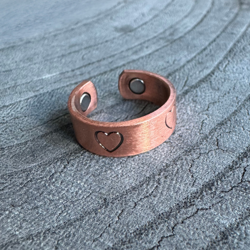 Pure Copper Magnetic Therapy Ring - Hearts Design - Small Size