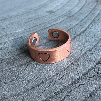 Pure Copper Magnetic Therapy Ring - Hearts Design - Small Size
