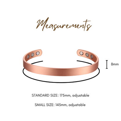 Pure Copper Magnetic Therapy Bracelet - Plain Brushed Design Small