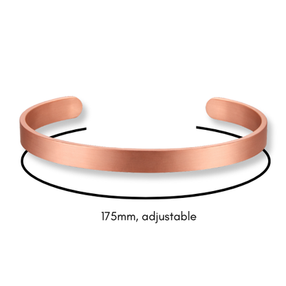 Pure Copper Bracelet - Plain Brushed Design - No Magnets