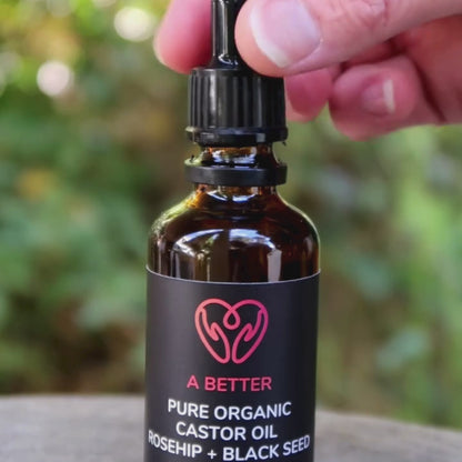 Pure Organic Castor Oil, Rosehip + Black Seed 50 mL - Amber Glass Bottle