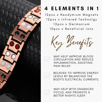 Pure Copper Magnetic Therapy Bracelet - Four Elements Design - Health & Beauty:Natural & Alternative Remedies:Magnetic Therapy - A Better Marketplace