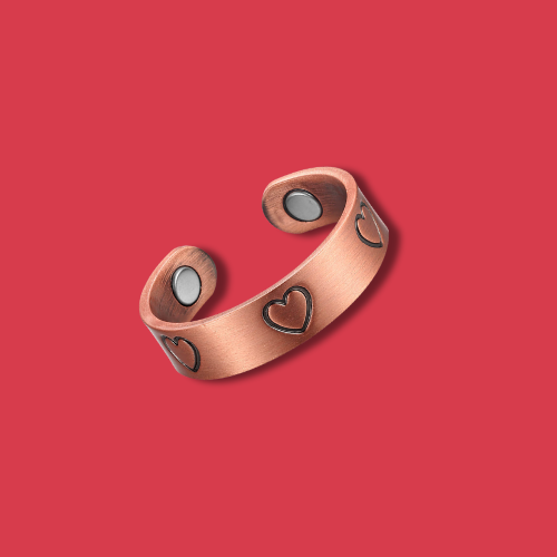 Pure Copper Magnetic Therapy Ring - Hearts Design - Small Size