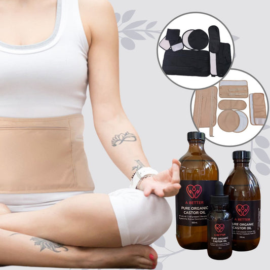 Castor Oil Wellness Bundle - Health & Beauty -> Personal Care -> Massage & Relaxation - Black - 8 Piece Set - 50 mL (includes dropper) - A Better Marketplace