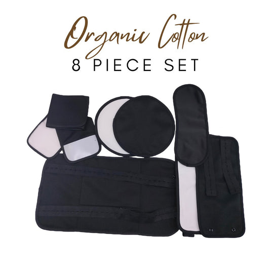 Organic Cotton Castor Oil Pack - Reusable Detox Compress Kit for Natural Toxin Removal - Health & Beauty -> Personal Care -> Massage & Relaxation - Black - 8 Piece Set - - A Better Marketplace
