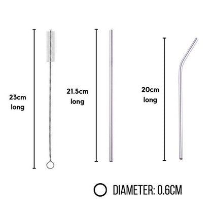 Stainless Steel Straws Reuseable - Set of 10 - Home & Garden:Kitchen, Dining, Bar:Kitchen Tools & Gadgets:Other - Silver 10 Straws - - A Better Marketplace